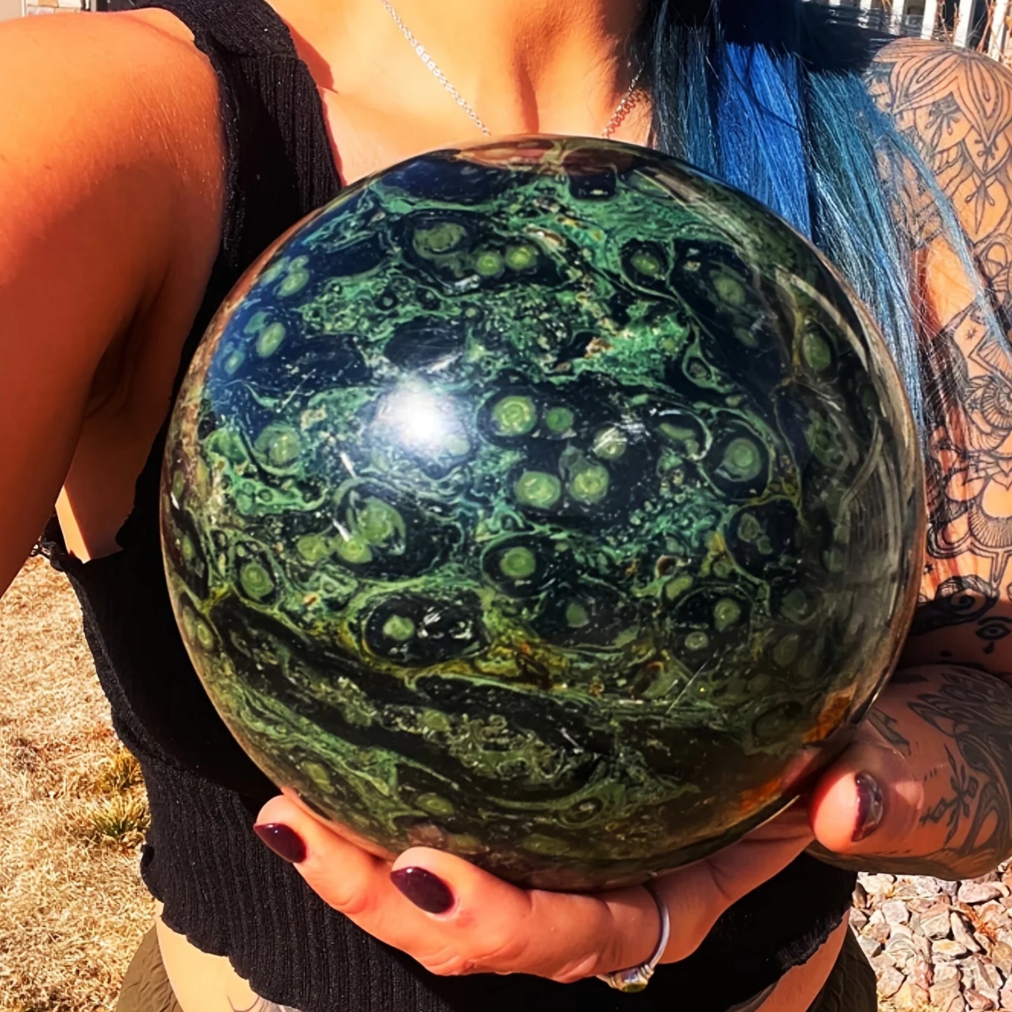 1pc Large Elegant Kambaba Jasper Sphere, Polished Stone Ball For Home Decor And Gift, Reiki Healing Gift