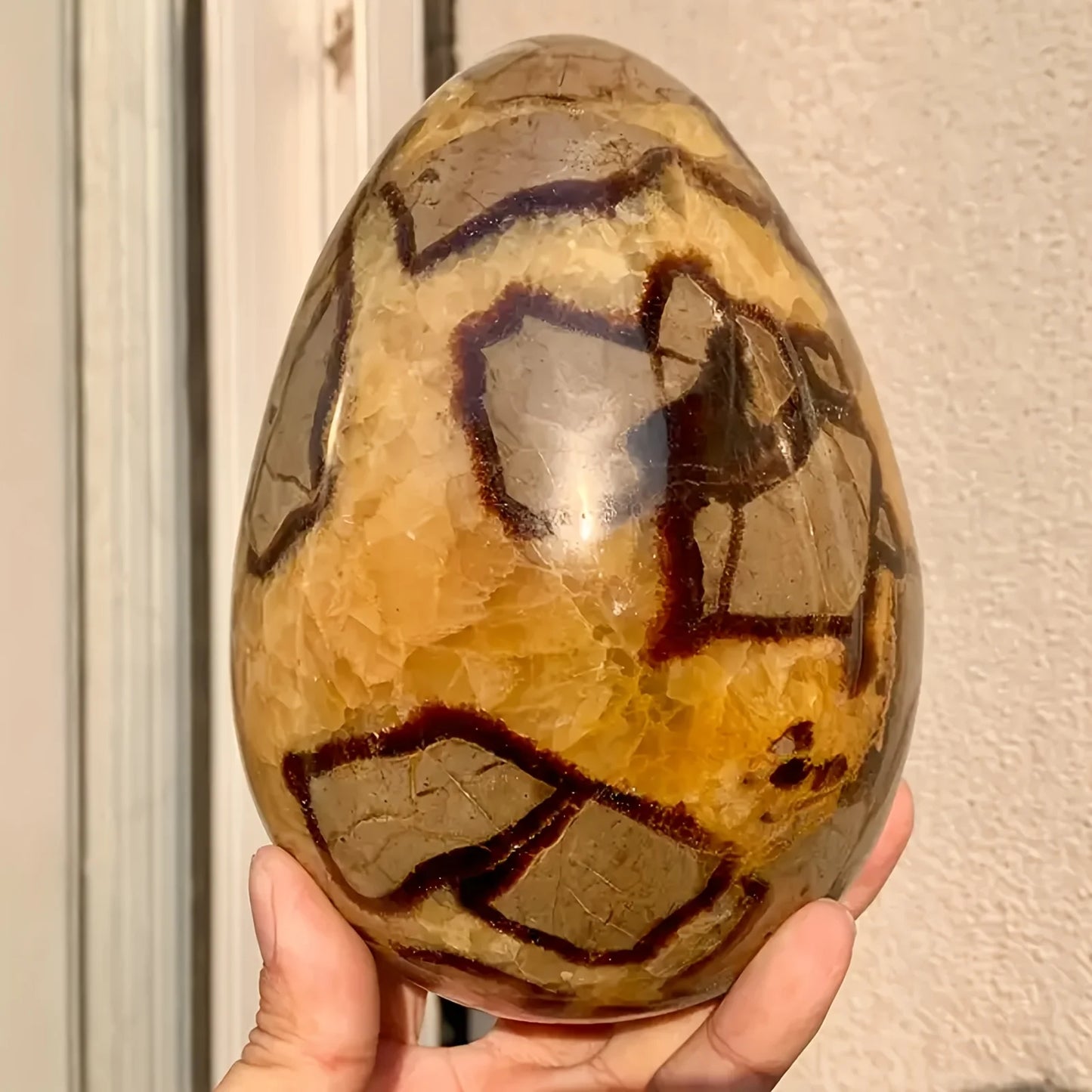 1pc Stunning Turtle Back Stone Egg Shape Dragon Crystal Crack , Home Decoration Ornament, Holiday Party Decorations, DIY