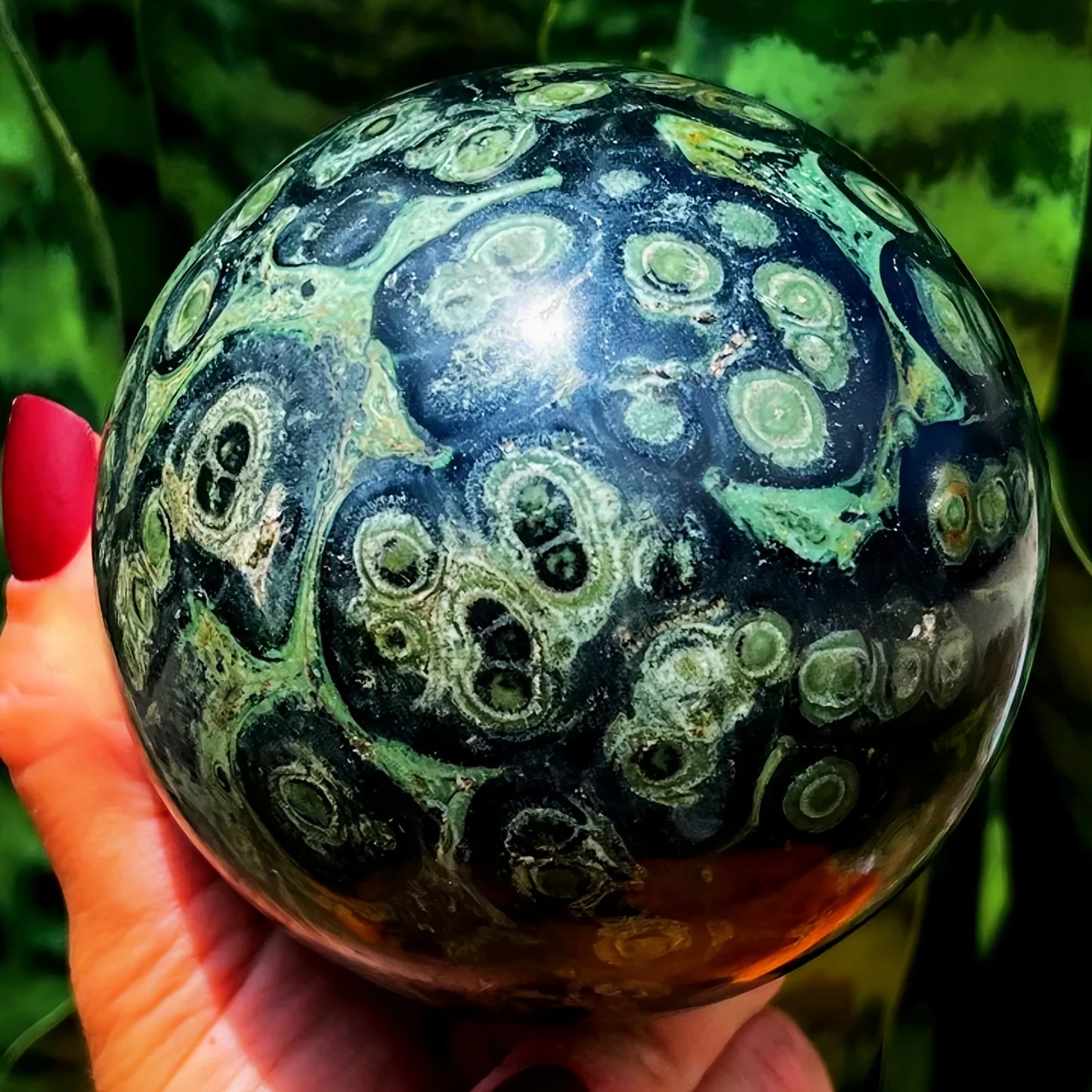 1pc Large Elegant Kambaba Jasper Sphere, Polished Stone Ball For Home Decor And Gift, Reiki Healing Gift