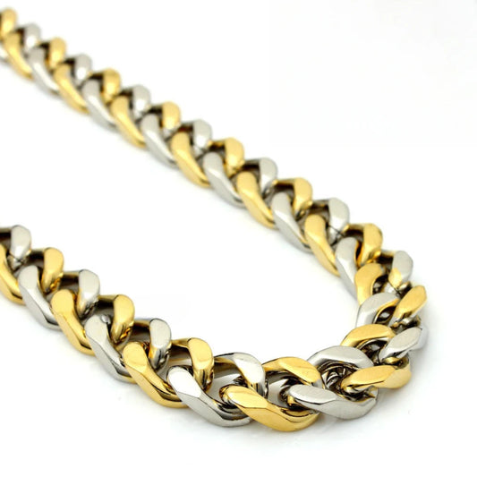 Silver/Gold Plated Stainless Steel Cuban Chain Necklace for Men 9mm 18-40" Curb Link