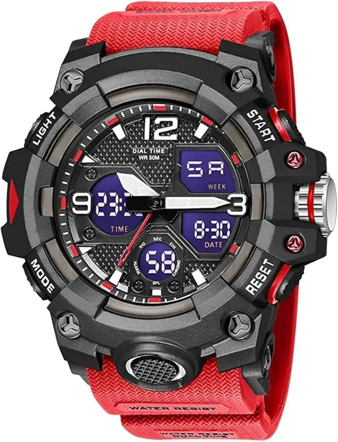 Men's Large Face Outdoor Sports Watches Military S-Shock Watch Waterproof, Backlight, Alarm, Stopwatch Features - Rugged Wristwa