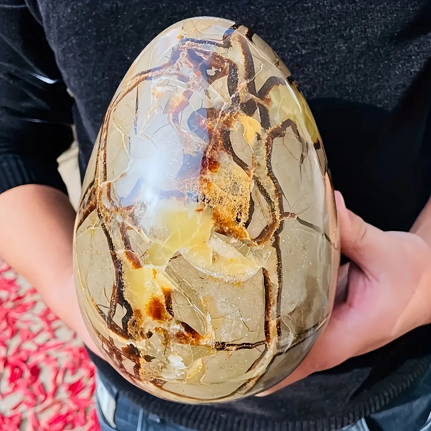 1pc Stunning Turtle Back Stone Egg Shape Dragon Crystal Crack , Home Decoration Ornament, Holiday Party Decorations, DIY
