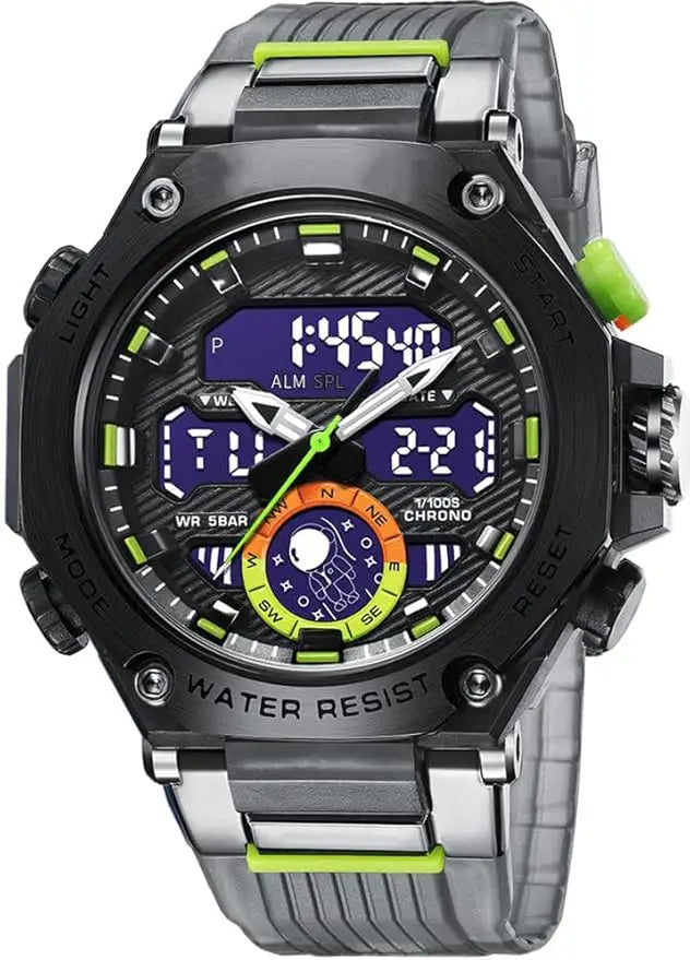 Men's Large Face Outdoor Sports Watches Military S-Shock Watch Waterproof, Backlight, Alarm, Stopwatch Features - Rugged Wristwa