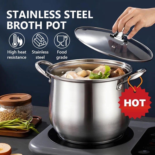 Stainless Steel Large Capacity Soup Pot Extra Height Thick