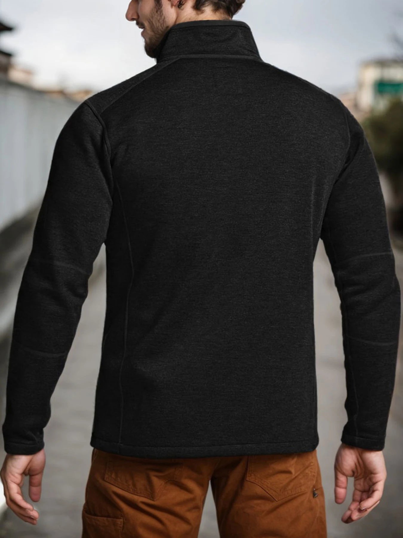 Men's Thermal Quarter Zip Sweater Lightweight Long Sleeve Pullover Casual Mock Neck Sweaters