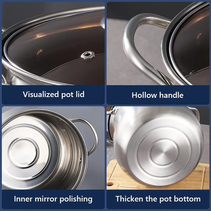 Stainless Steel Large Capacity Soup Pot Extra Height Thick