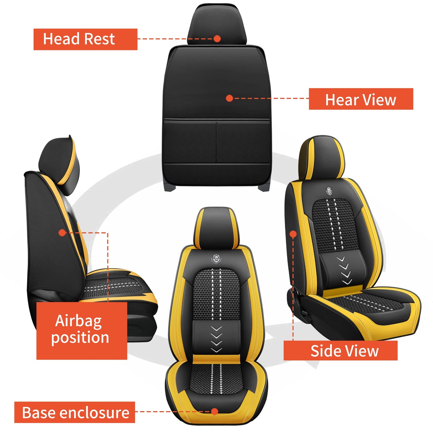 [New Arrival] Breathable Ice Silk Car Seat Covers. Upgraded Lumbar Support. Suitable for 99% of 5-seater sedans.