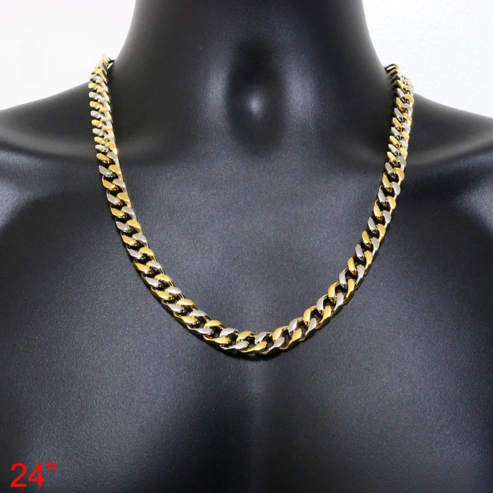 Silver/Gold Plated Stainless Steel Cuban Chain Necklace for Men 9mm 18-40" Curb Link