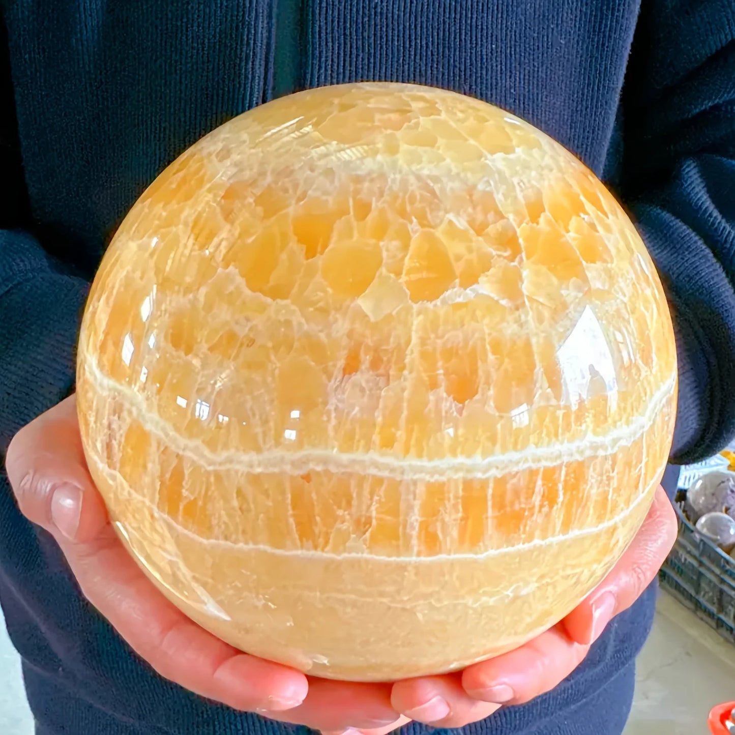 1pc Orange Calcite Crystal Ball , Yellow Calcite Sphere, Accessories suitable for banquets, Holiday Party Decorations