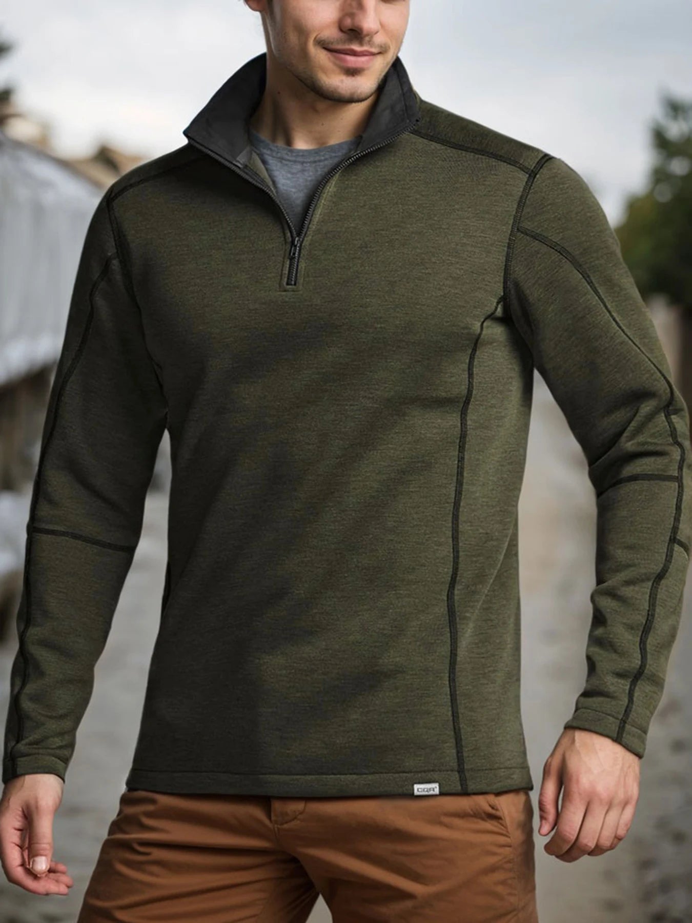 Men's Thermal Quarter Zip Sweater Lightweight Long Sleeve Pullover Casual Mock Neck Sweaters