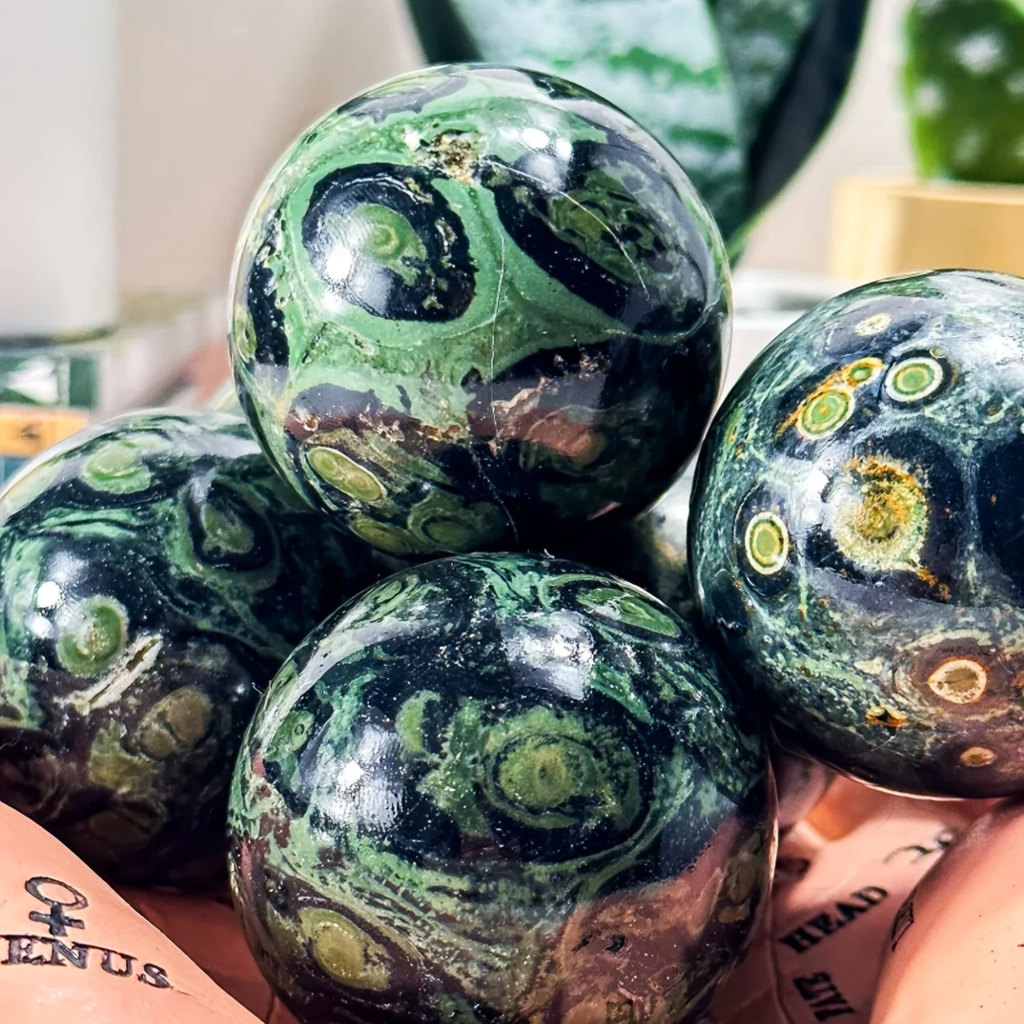 1pc Large Elegant Kambaba Jasper Sphere, Polished Stone Ball For Home Decor And Gift, Reiki Healing Gift