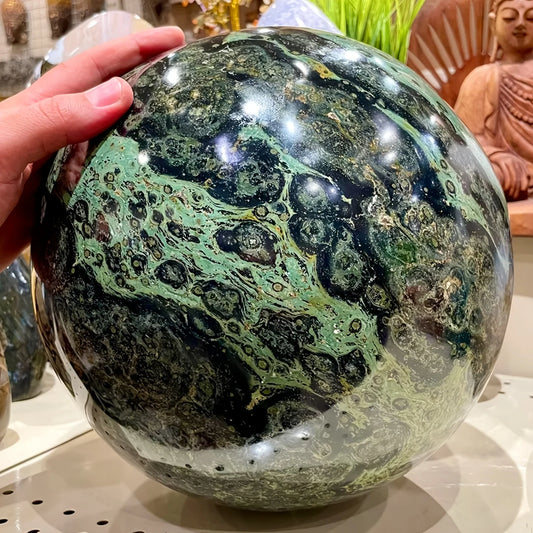 1pc Large Elegant Kambaba Jasper Sphere, Polished Stone Ball For Home Decor And Gift, Reiki Healing Gift