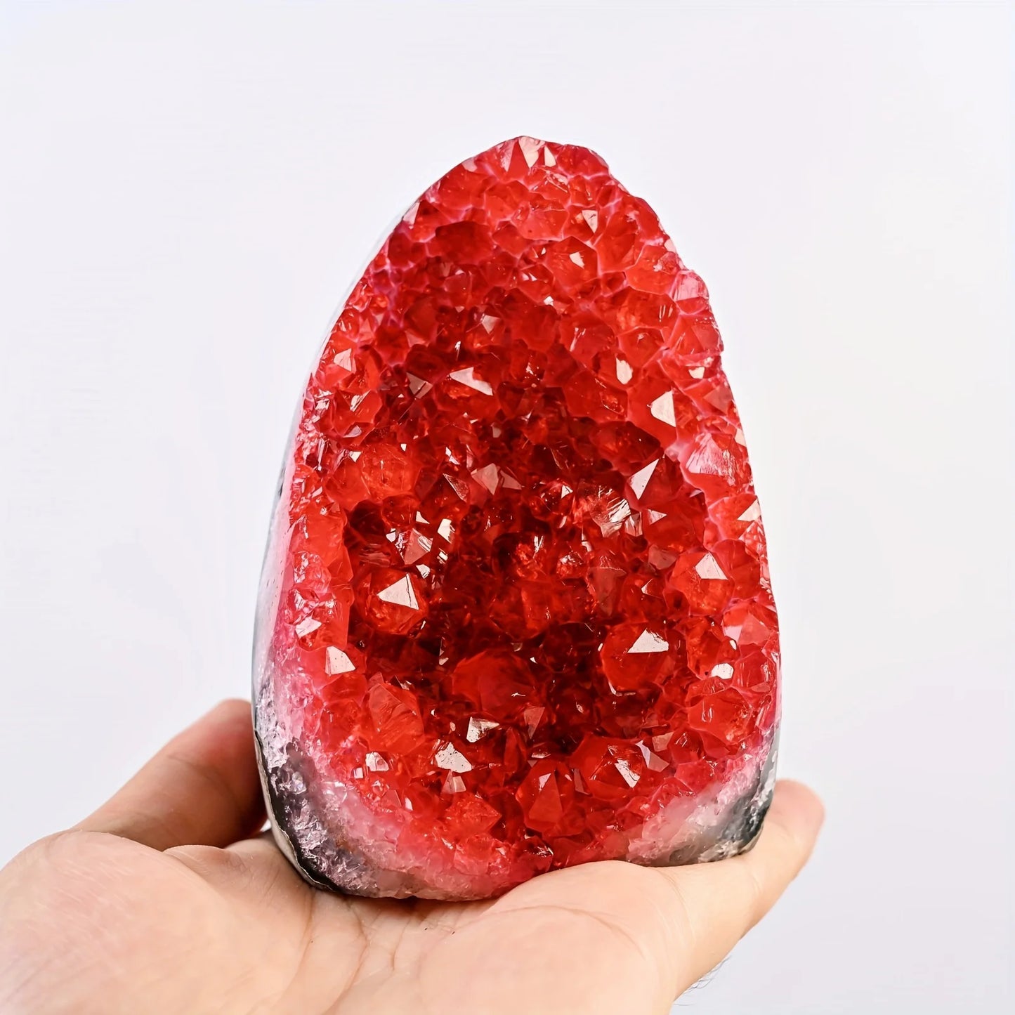 1PC Rare Red Geode Cut Base Cluster - Elegant Home & Office Decor,  Unique Geological Gift Idea,Crystal Crafts