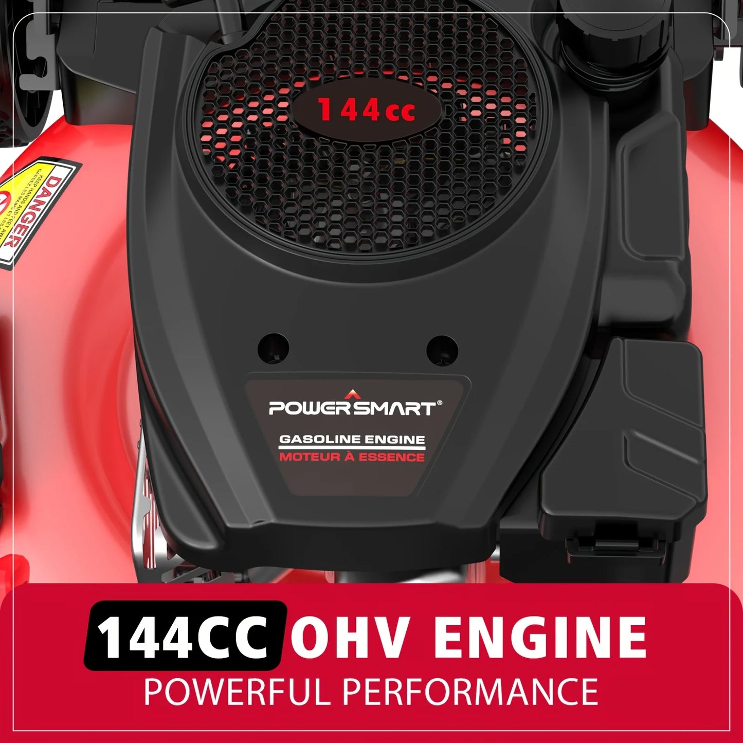 PowerSmart 21 in. 144cc Gas Push Lawn Mower, 2-in-1 Mulching and Discharge, 6-Position Height Adjustment, High Rear Wheels, Gard