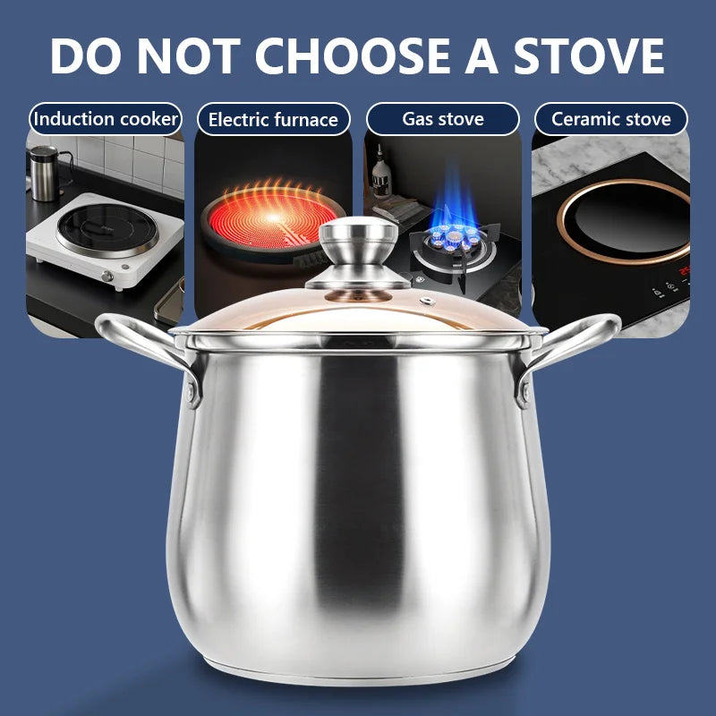 Stainless Steel Large Capacity Soup Pot Extra Height Thick