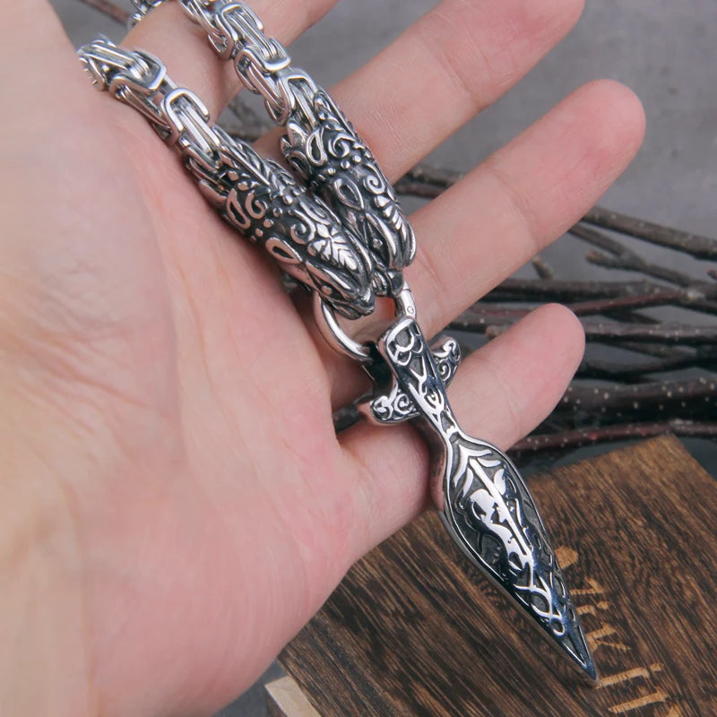 Never Fade Men Celtic Wolf Necklaces Viking Vegvisir Amulet spear Pendant Norse Runes Anchor Stainless Steel King Chain Jewelry