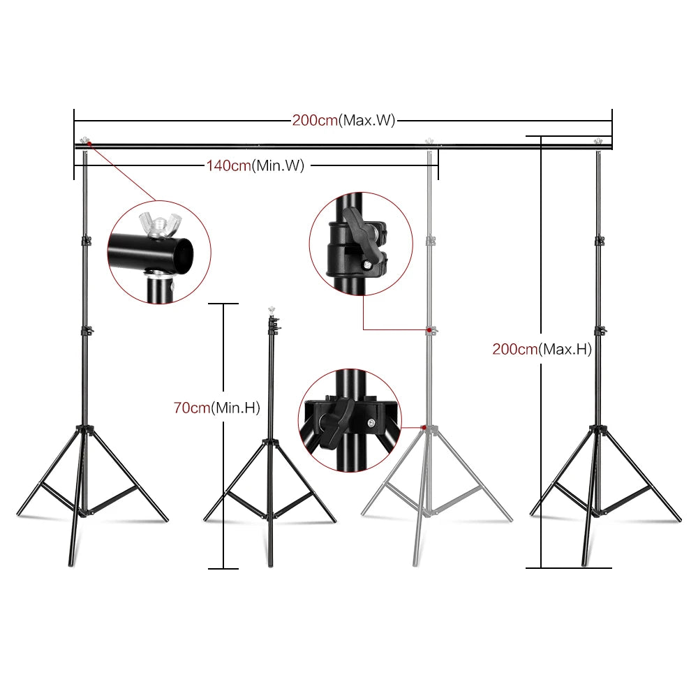 Photography Background Frame Support Softbox Lighting Kit with 3 Backdrops and Tripod Stand