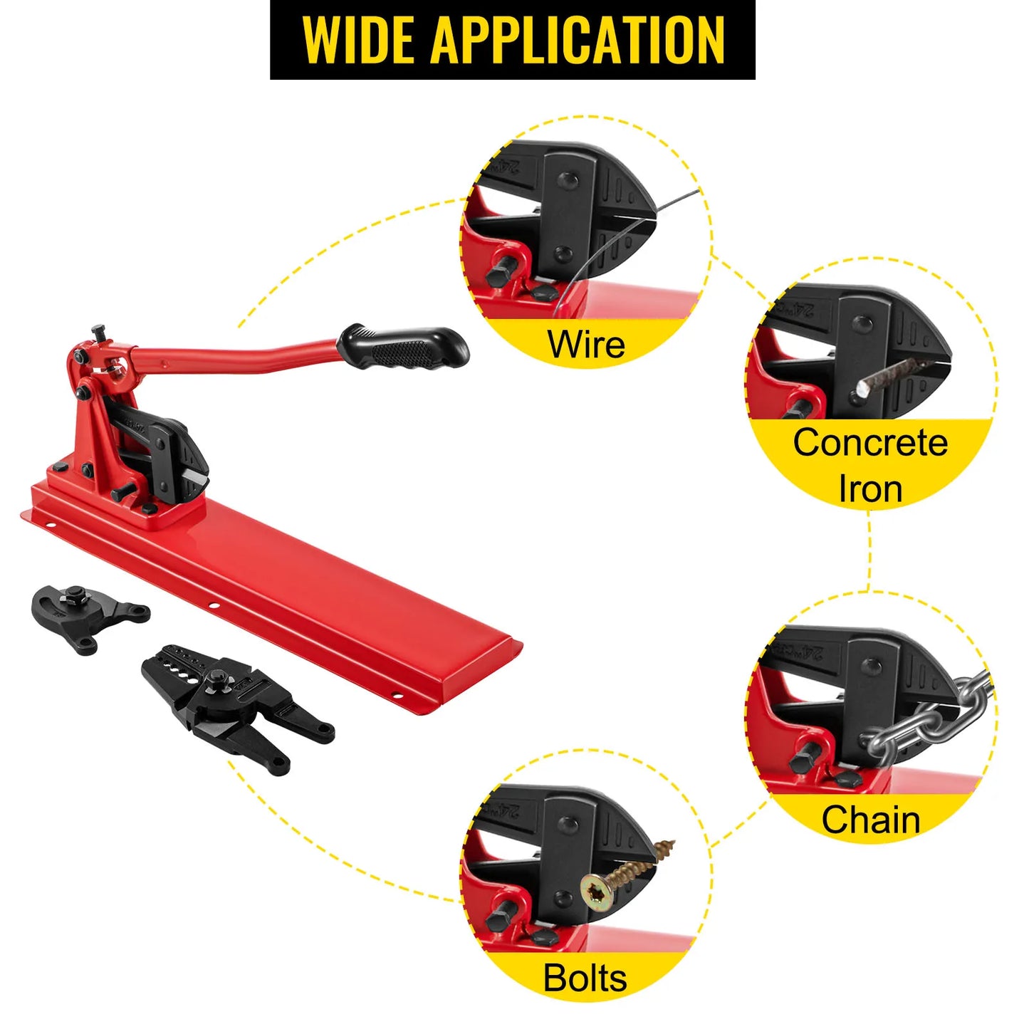 SucceBuy 24in Cutting Bench Type Hand Swager Tool Wire Rope Swaging Machine with Crimper Cable Bolt Cutter Head Copper Sleeves
