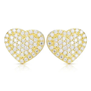 100% Real Moissanite Gemstone Gold Heart Stud Earrings Top 925 Sterling Silver Shining Moissanite Diamond Fashion Jewelry 2021
