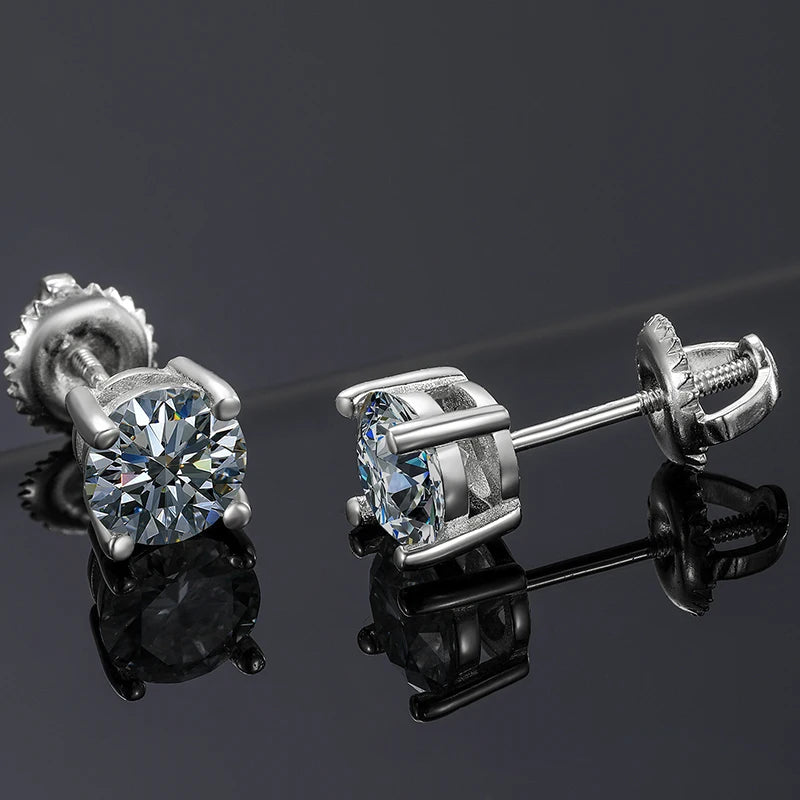 Top Quality 6mm 0.8CT Moissanite Earrings For Women 14K Gold Plated 925 Sterling Silver Earrings