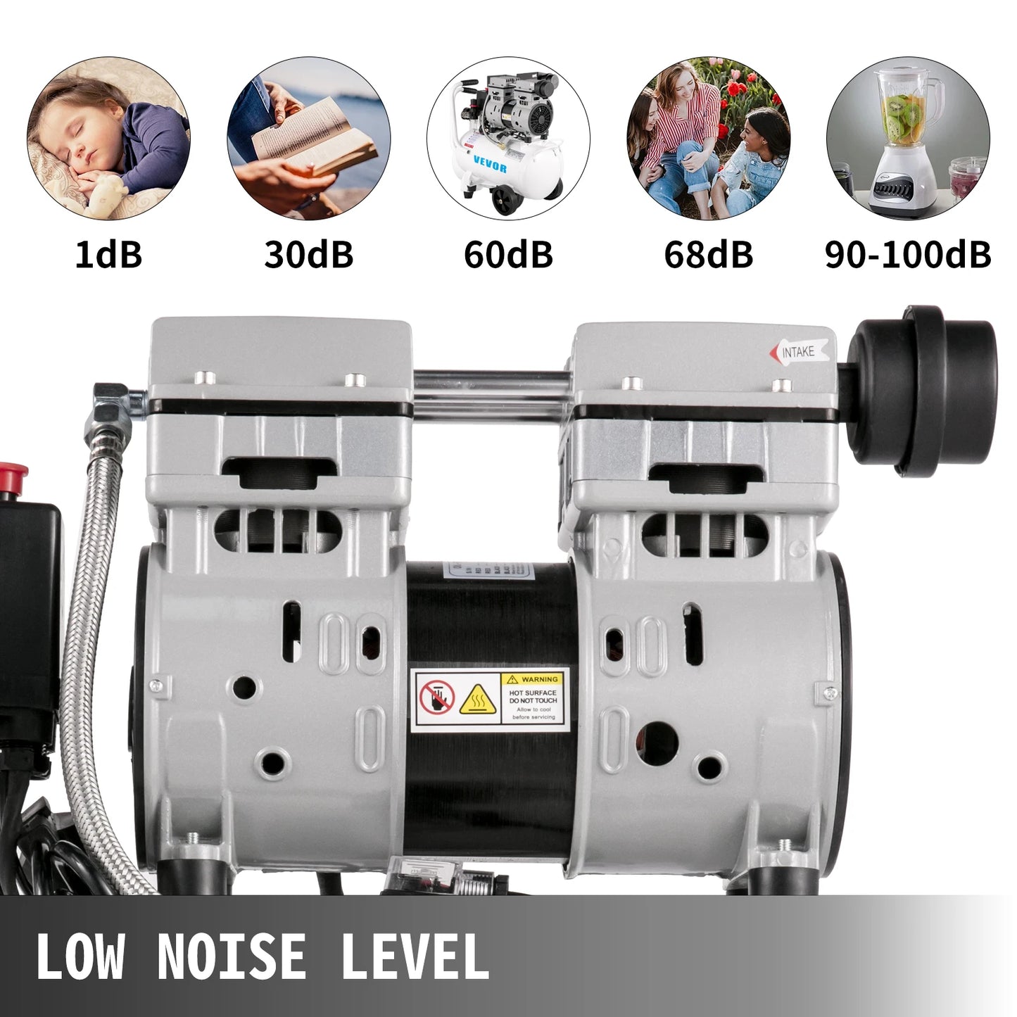 SucceBuy 25/60L Air Compressor 110V/240V Oil-Free Air Compressor 750W1 HP For Home Repair Tire Inflation Whisper Compressor