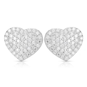 Real Moissanite Gold Heart Stud Earrings 925 Sterling Silver