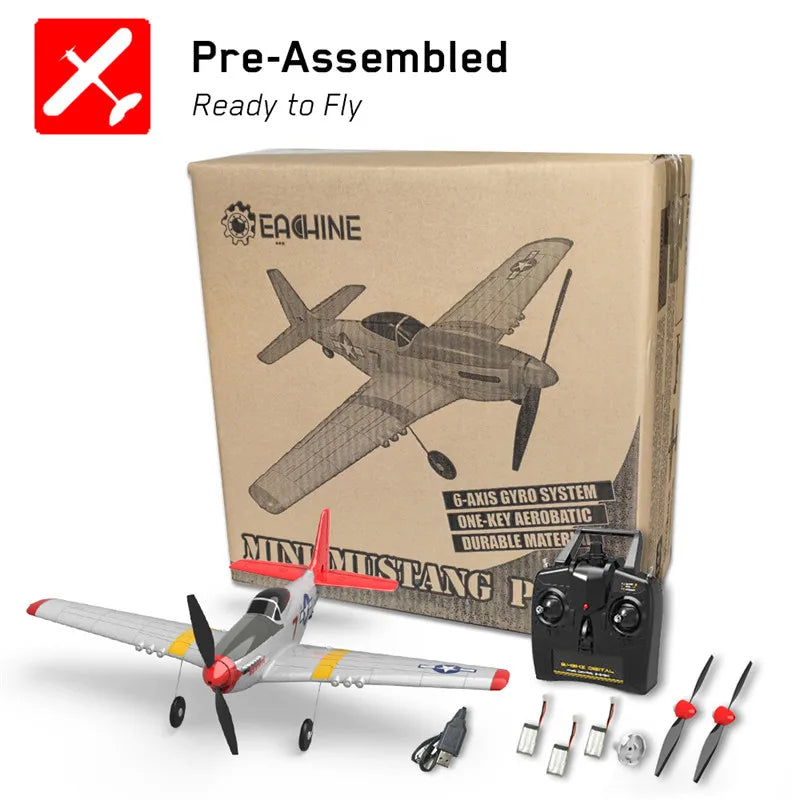 Eachine Mini P-51D EPP 400mm Wingspan 2.4G 6-Axis Electric RC Airplane Trainer 14mins Fight Time Fixed Wing RTF for Beginner