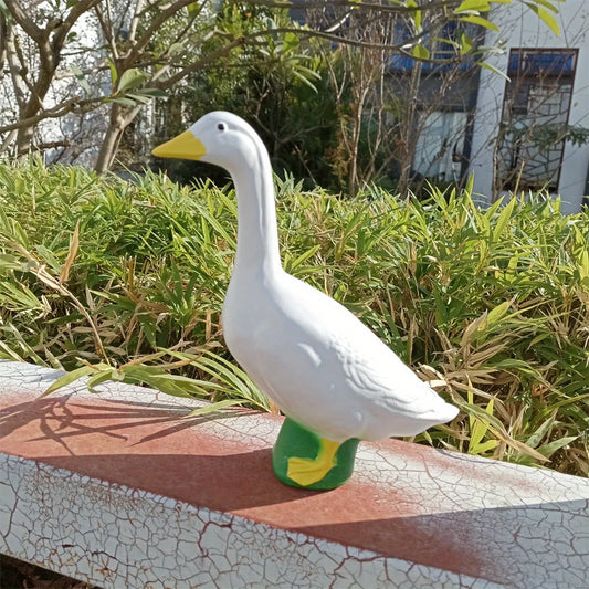 1Pc Artificial Resin Goose White Goose Swan Statue Ornament, Outdoor Garden Decoration Ornament, DIY Accessories