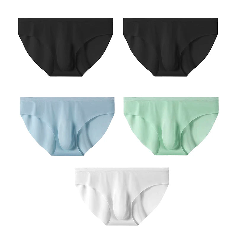 5 PCS/SET Men's Briefs Summer Ice Silk Underwear Sexy Seamless Breathable Low Waist Panties Shorts Plus Size 3XL  Lingerie