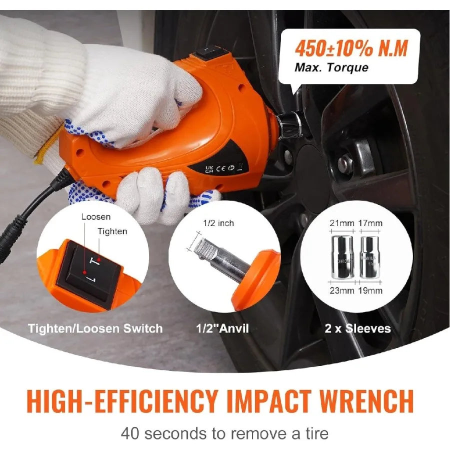 LCD Display Electric Car Jack 5 Ton LBS Hydraulic Jack with Electric Impact Wrench Portable Car Lift with Builtin Inflatable Pu