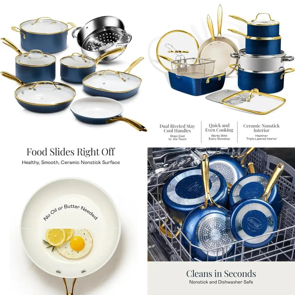 12 Piece Ceramic Nonstick Cookware Set With Steamer