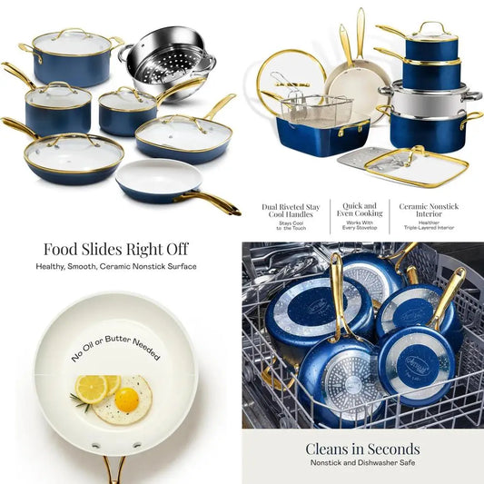 12 Piece Ceramic Nonstick Cookware Set With Steamer