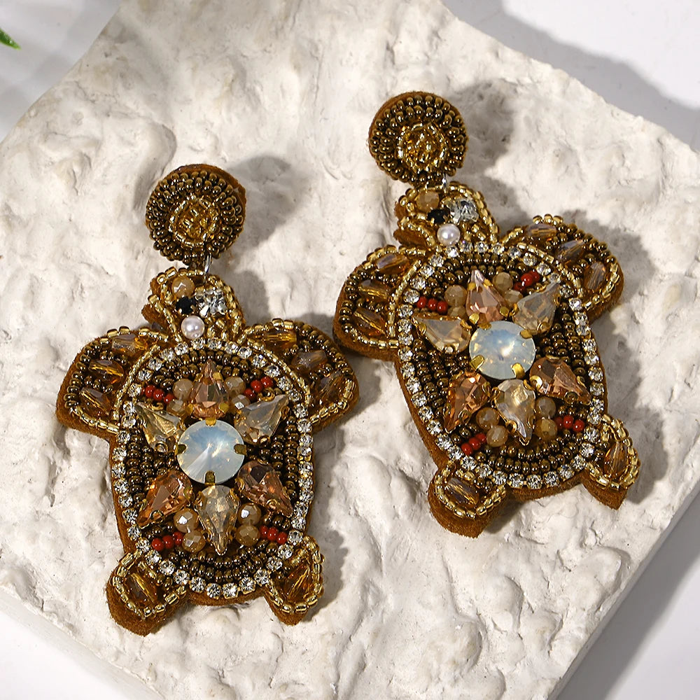 AENSOA Bohemian Starfish Seed Bead Drop Earrings Women
