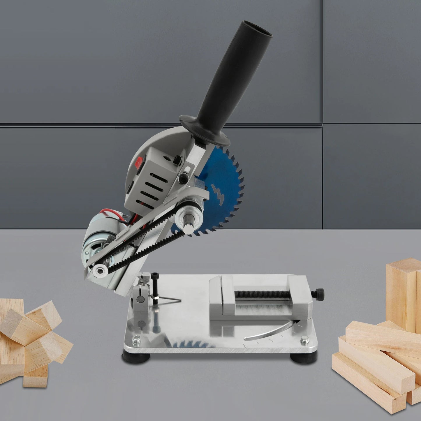 Mini Table Saw 96W Portable Tabletop Manual Chop Saw Adjustable Angle and Height Versatile Cutting