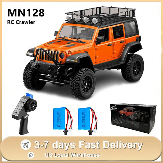 1/12 MN128 RC Crawler 2.4G Climbing Buggy Professional with LED Light Remote Control Vehicle Toys with 2 Batteries US shipping
