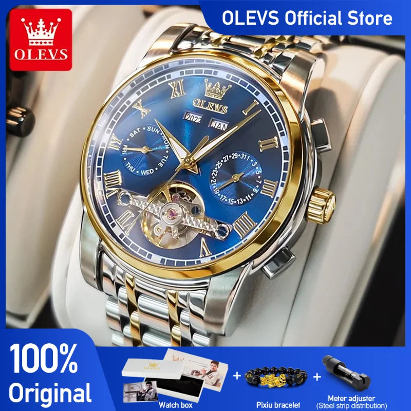 OLEVS Men's Automatic Mechanical Watch Waterproof Skeleton