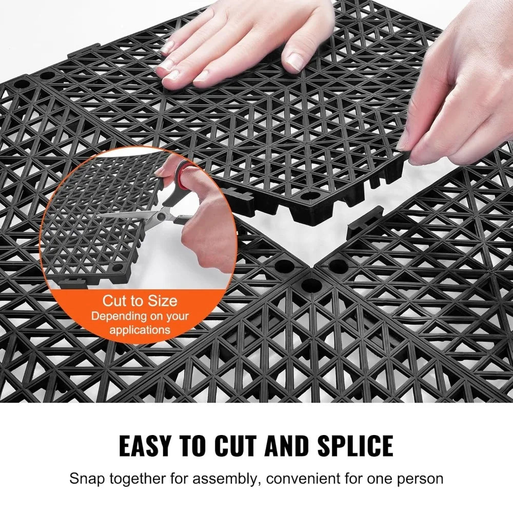 Interlocking Tile 50PCS Black, For Non-Slip Drainage Holes for Restroom, Bathroom, Kitchen, Pool, Wet Areas Tile Carpet
