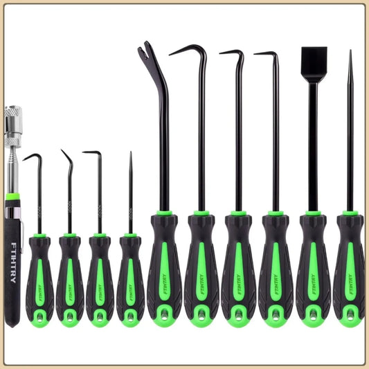 12 Piece Pick and Hook Tools Set, Auto Oil Seal O Ring Gasket Removal Puller, Long and Mini Pick Tool Set, Silver