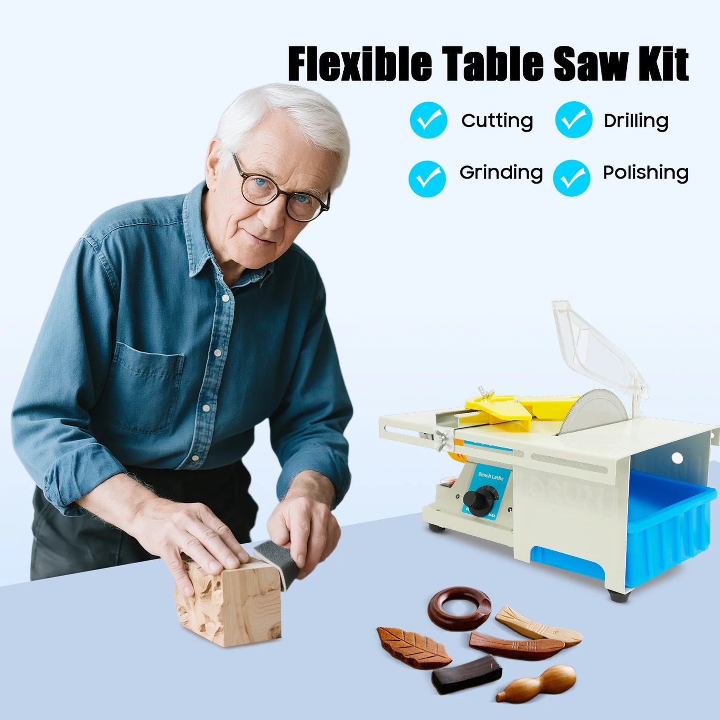 Jewelry Lapidary Saw 110V 750W Benchtop Gem Lapidary Saw with 6 inch Jade Saw Blade Mini Table Wood Saws Adjustable Angle 90°