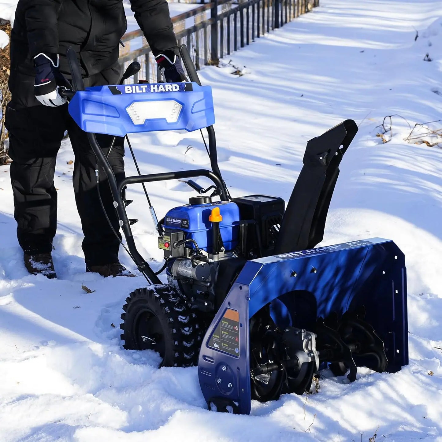 Gas Snow Blower 2 Stage, 24 Inch 212cc Self-Propelled Snowblowers Gas Powered with Electric Start and LED Headlight