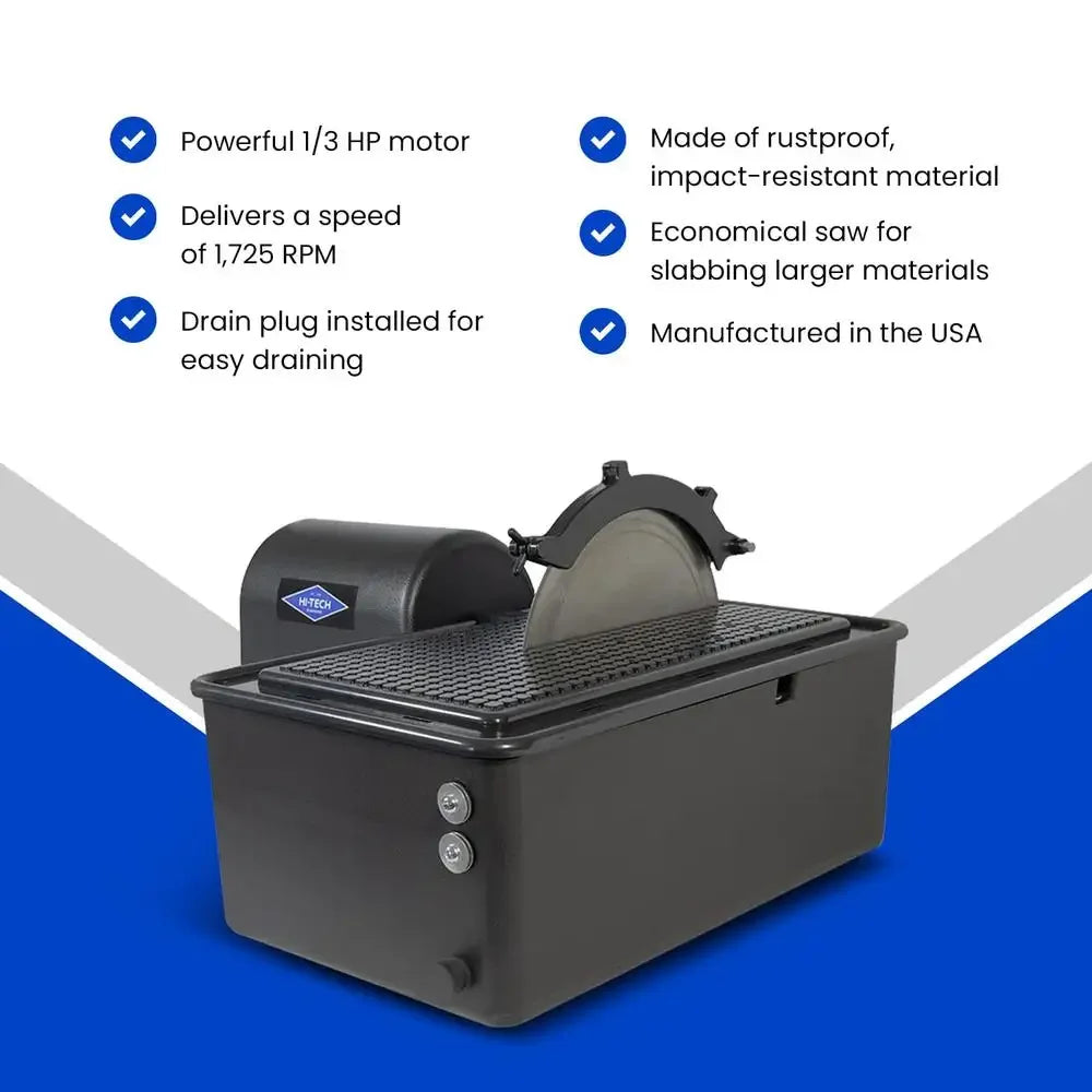 10" Lapidary Slab Saw Rock Glass Stone Cutting Machine with 2 Diamond Blades Kit 4" Height Wet Saw Includes Accessories Smart