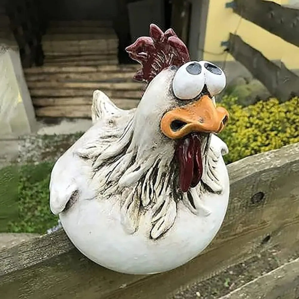 1Pc Resin Funny Chicken Surprise Hen, Used for Farm Garden Fence Decoration Worker Statue Crafts, as a Gift to Friends m