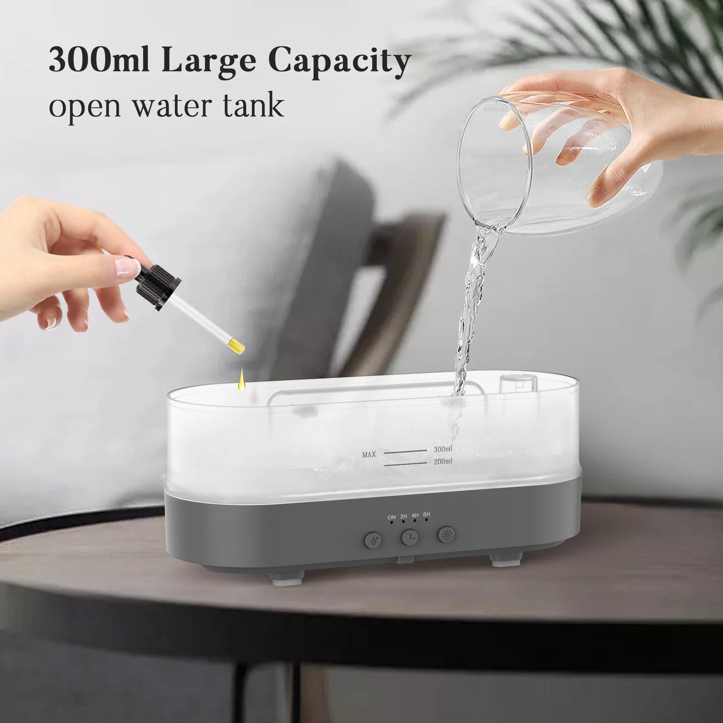 Sejoy Air Humidifier Small Size Ultrasonic Cool Mist Maker Aroma Diffuser LED Essential Oil Flame Lamp Home Appliance