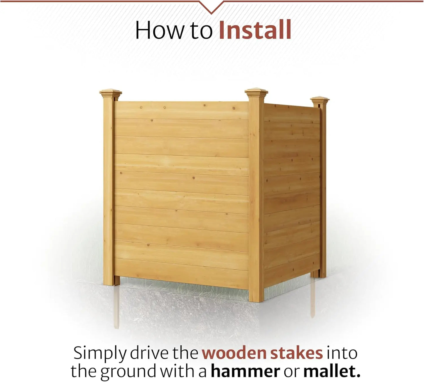 No Dig Enclo Premium Wood Privacy Screen 4ft by 4ft Outdoor