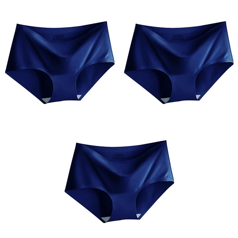 3Pcs/Set Large Size XXL Seamless Women Panties Mid-waist Briefs Female Breathable Underwear Ice silk Crotch Lingerie