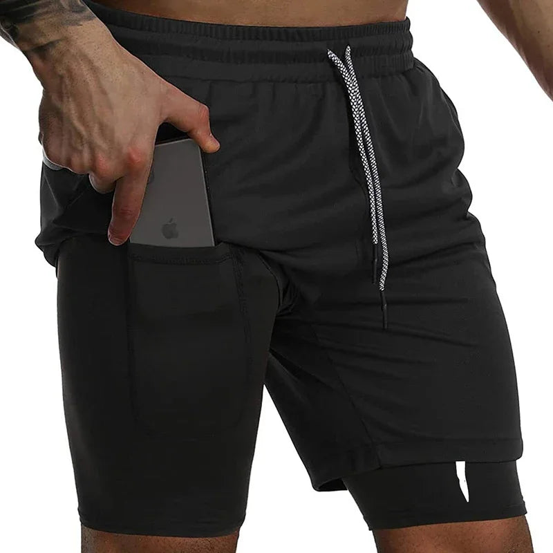 Cross 2 In 1 Workout Shorts For Men With Phone Pocket