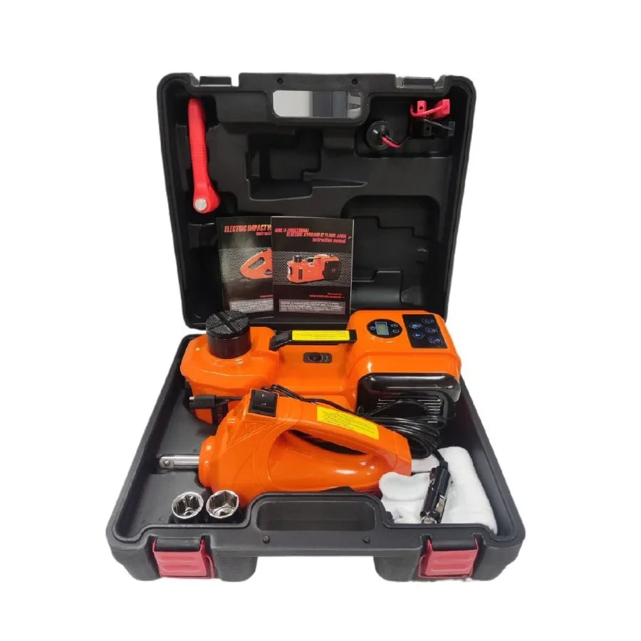LCD Display Electric Car Jack 5 Ton LBS Hydraulic Jack with Electric Impact Wrench Portable Car Lift with Builtin Inflatable Pu