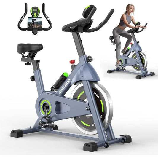 Cyclace Exercise Bike, Brake Pad Indoor Cycling Bike Stationary, Low Noise, 300lbs Weight Capacity