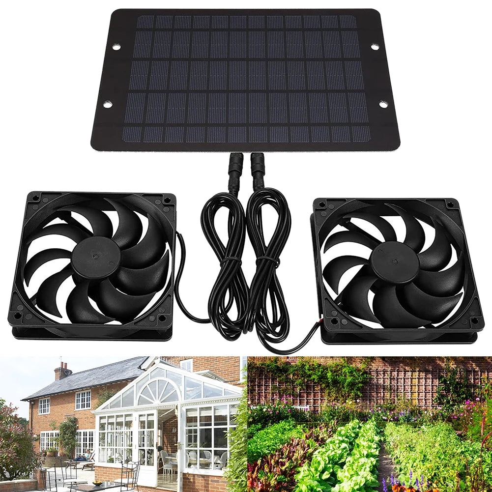 12V 10W Solar Exhaust Fan Waterproof IP65 Silent Cooling Fan for Dog Kennel Chicken Coop Greenhouse