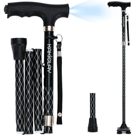 Folding Adjustable LED Walking Cane For Women Men Senior